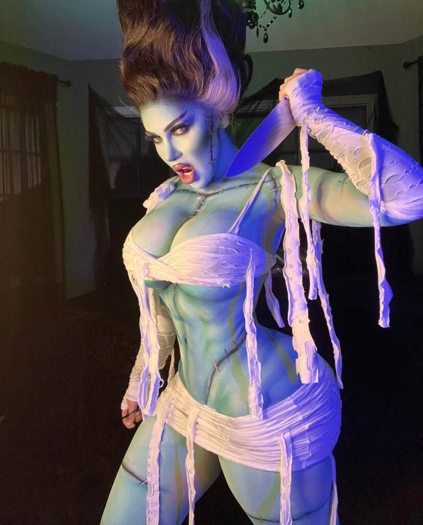 Amanda Nicole wowed fans with a jaw-dropping Bride of Frankenstein body paint look, racking up over 600,000 views as she danced and twerked to a Halloween remix.